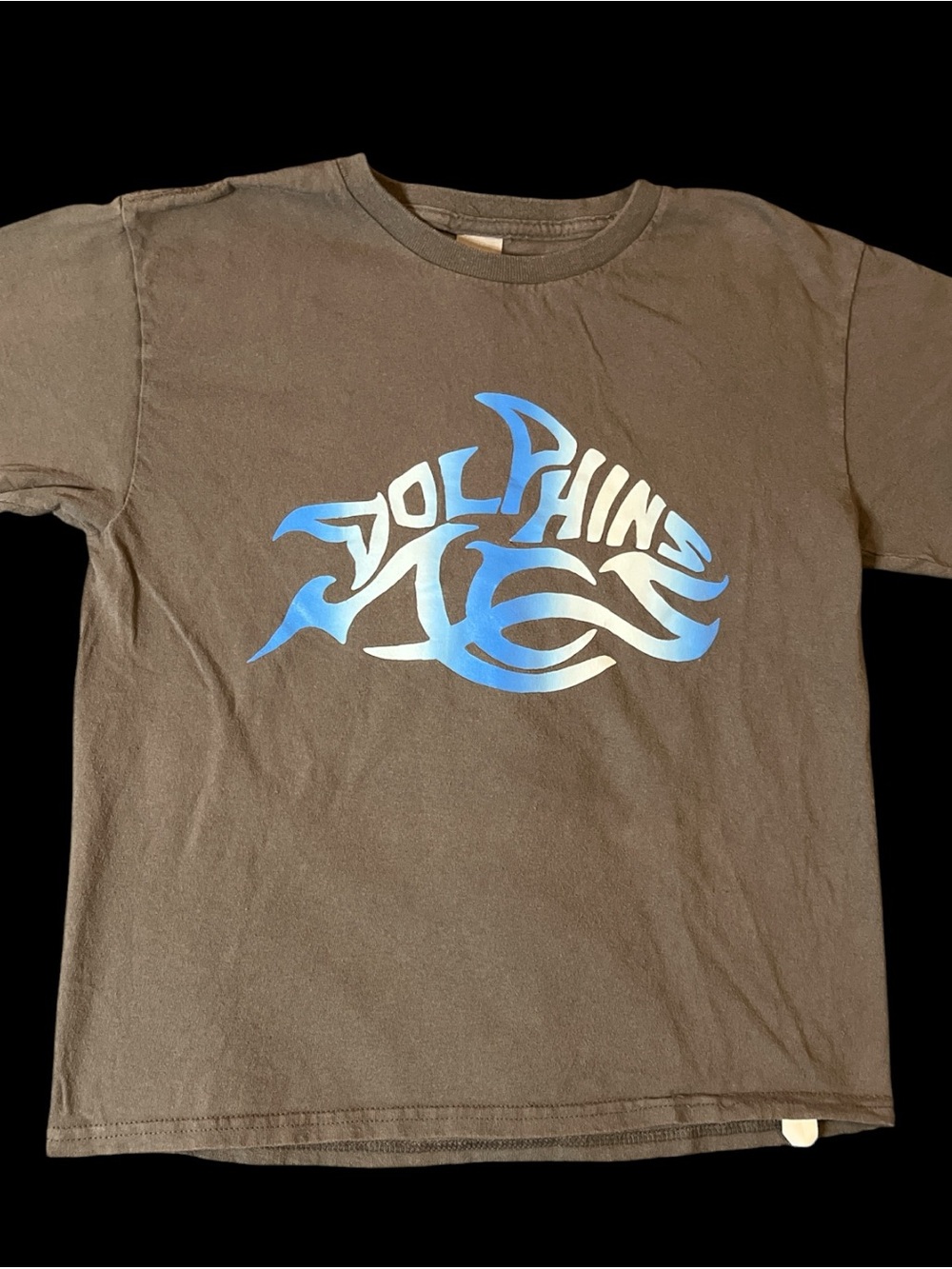 Gildan Kids Short Sleeve Black Tee with Blue Dolphin Graphic Fast shipping!